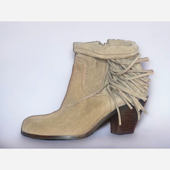 Sam Edelman Tan Suede Ankle Boots with Fringe - Picture 1 of 4
